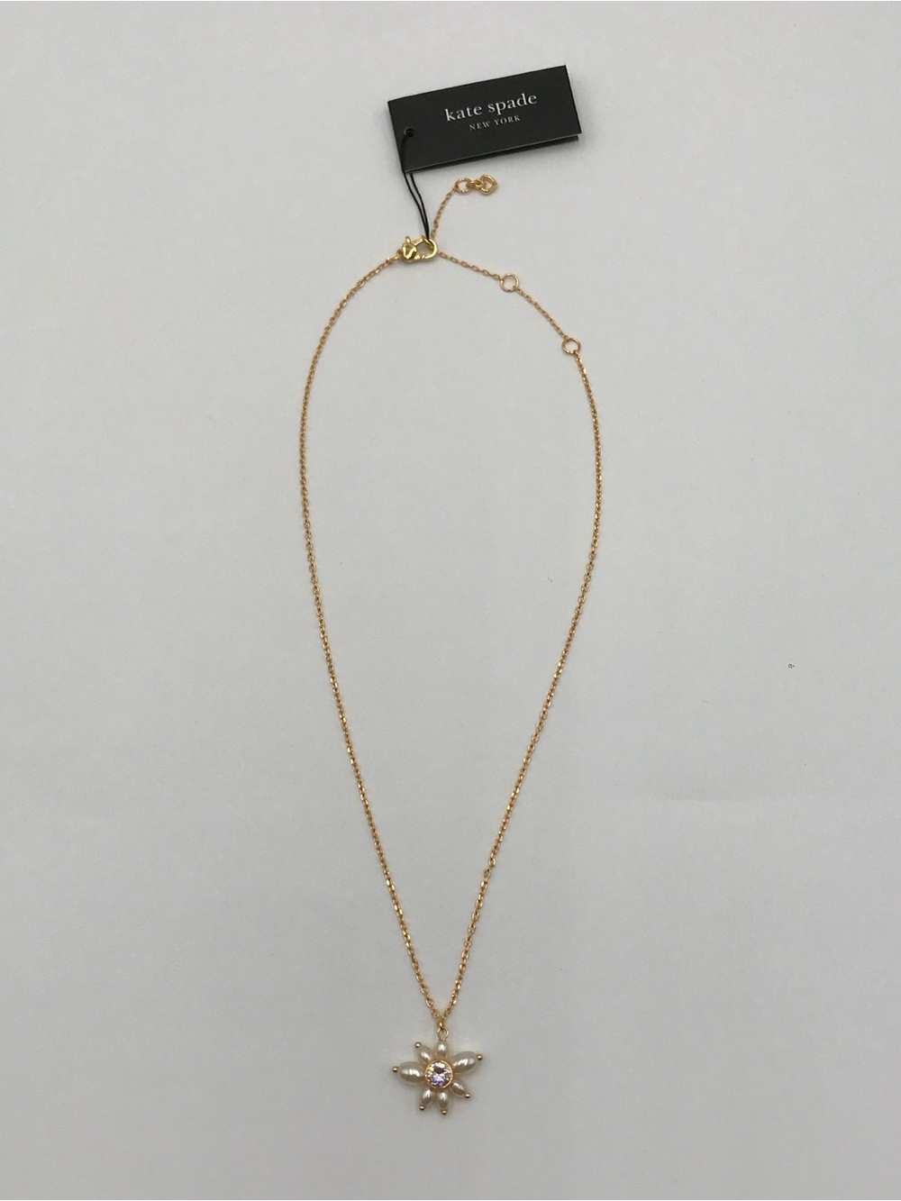 BN Kate Spade Gold-Tone Pearl Flower Pendant Necklace